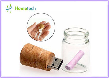 Message en verre en bois transparent dans un lecteur 4GB 8GB d'instantané d'Usb de bouteille