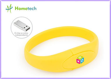 Commande jaune de mémoire instantanée d'Usb de bâton d'Usb 2,0 du lecteur 2-64G d'instantané d'Usb de PVC de bracelet