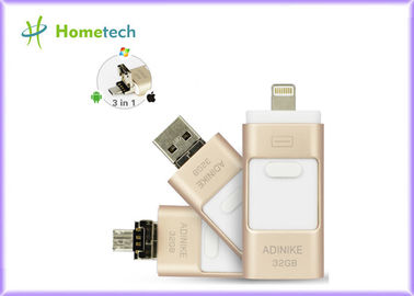 Bâton d'or de mémoire en métal 32GB USB de téléphone d'OTG pour IPhone/PC, garantie de 1 an