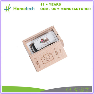 Le cadeau de mariage fait sur commande de photographie garnissent en cuir le disque dur à mémoire flash 8GB 16GB 32GB 128GB Pendrive d'USB