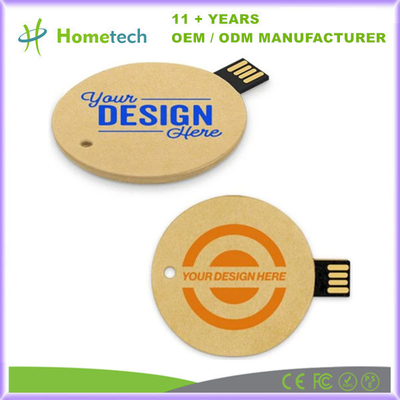 6g carte ronde USB fabriquée à partir de papier recyclable avec compatibilité Windows/Mac OS/Linux