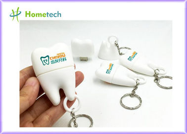 Commande adaptée aux besoins du client par forme d'instantané d'USB de dents de PVC avec 1GB~128GB la capacité, couleur blanche