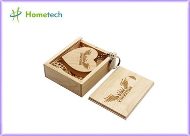 Logo adapté aux besoins du client par commande en bois en forme de coeur d'instantané d'USB pour le cadeau promotionnel