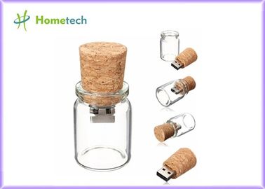 Lecteur en bois 2,0 d'instantané d'USB de verre à bouteilles pour épouser les dons 4GB 8GB