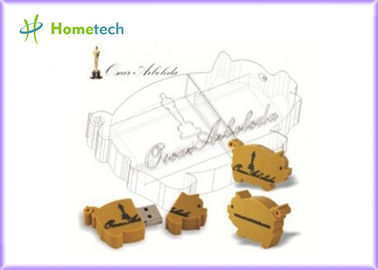 Commande jaune matérielle mignonne innovatrice d'instantané d'USB de porc de PVC de la coutume 256MB-128GB de conception