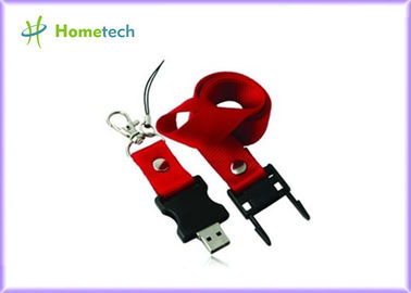 L'éclair en plastique rouge d'USB de lanière conduit la coutume 128mb imprimé, USB 2,0