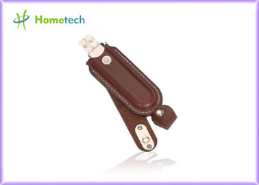 Disque dur à mémoire flash USB d'USB de cuir de Brown de capacité élevée 2,0 16GB pour l'étudiant