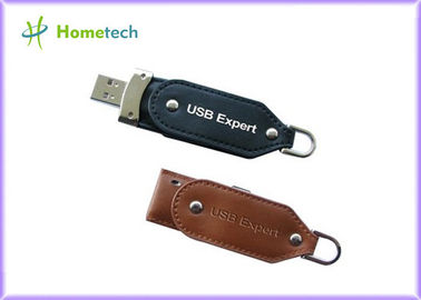 Disque dur à mémoire flash en cuir noir 16GB d'USB/commande stylo de cuir pour le travail