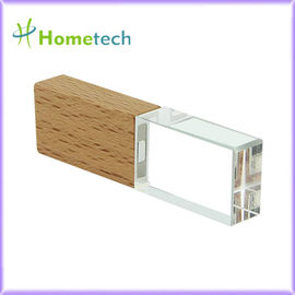 Bâton instantané en cristal de mémoire d'entraînement d'usb nouvel en bois en bambou de Pen Drive de lumière de Crystal Transparent 32GB LED en bois