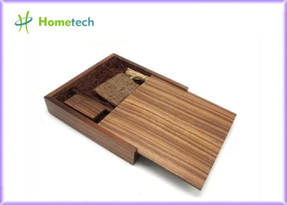 La boîte 32GB qui respecte l'environnement d'USB 2,0 en bois d'album de noix a gravé le boîte-cadeau multifonctionnel en bois d'impression de photo d'Usb de Pendrive