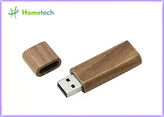 Commande en bois d'instantané du rectangle 64GB 128GB USB de PC