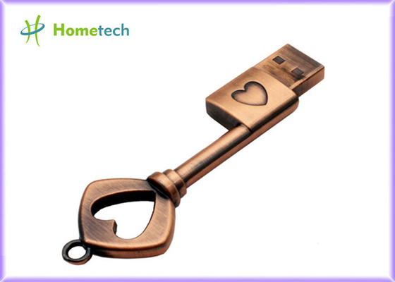 La clé en laiton en bronze de coeur en métal d'USB 2,0 forment la commande instantanée de pouce de disque dur à mémoire flash de Pen Drive Memory Stick USB d'entraînement 16GB