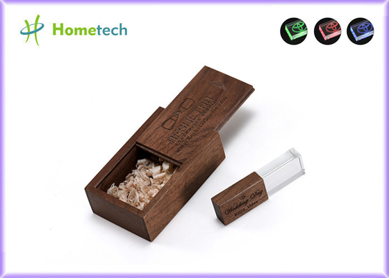 Stockage de données 3,0 Crystal Usb Flash Drive en bois 4GB 8GB 16GB 32GB 64GB 128GB